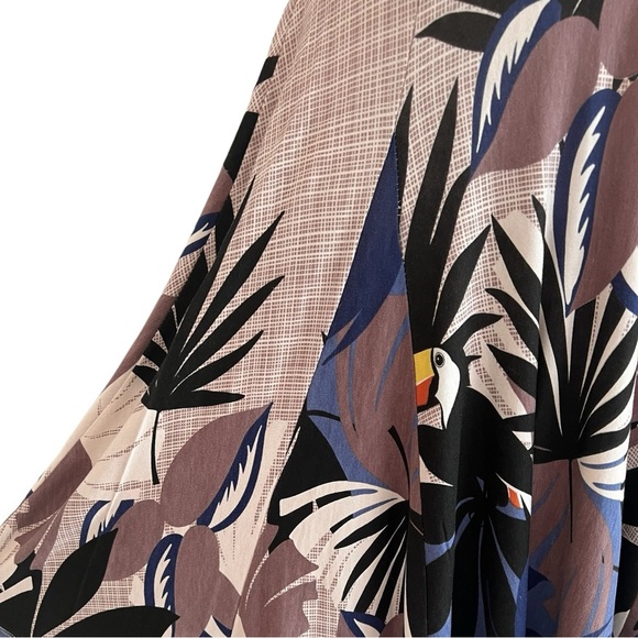 Dress tropical vacation toucan print V neck faux wrap front size Med Brazil - Picture 7 of 16